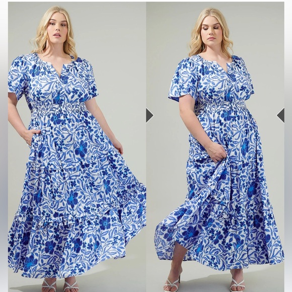 Sugarlips Dresses & Skirts - SugarLips Celeste Floral Palmer Poplin Tiered Maxi Dress